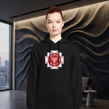 Tara Yantra Sacred Geometry Hoodie | Red Spiritual Goddess Symbol Pullover