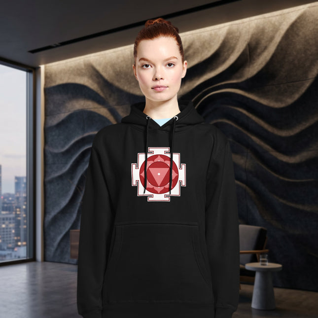 Tara Yantra Sacred Geometry Hoodie | Red Spiritual Goddess Symbol Pullover