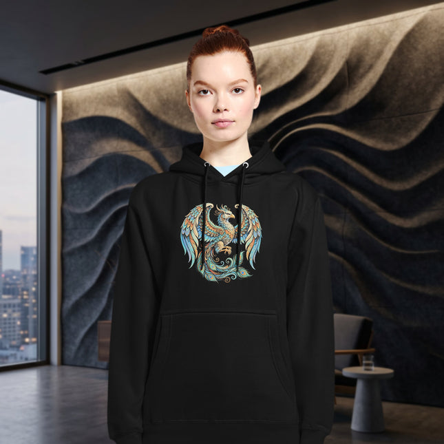 Homa Bird Mythology Hoodie | Vibrant Phoenix Graphic Unisex Pullover Hoodie