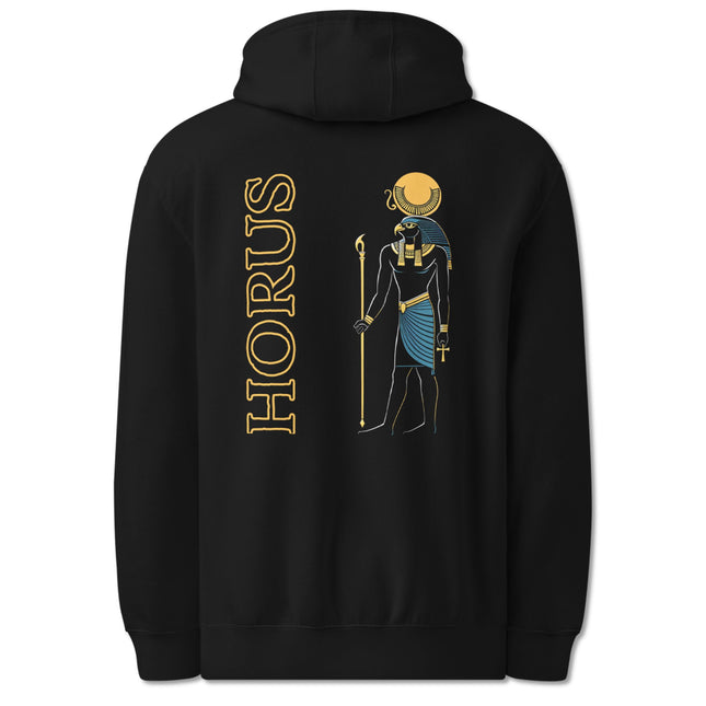 Horus Egyptian God Back Print Hoodie | Falcon Sun Mythology Pullover Hoodie