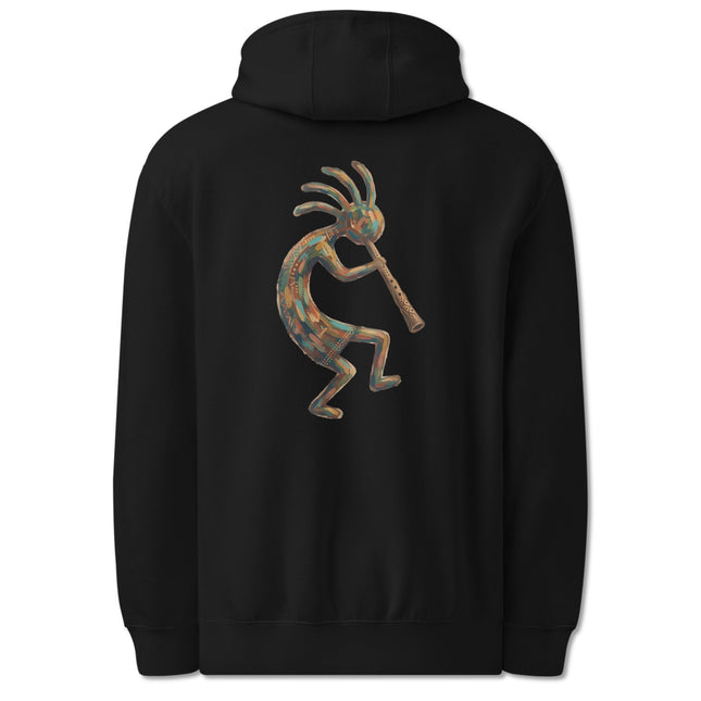 Southwest Colorful Kokopelli Flute Player Back Print Hoodie | Graphic Pullover