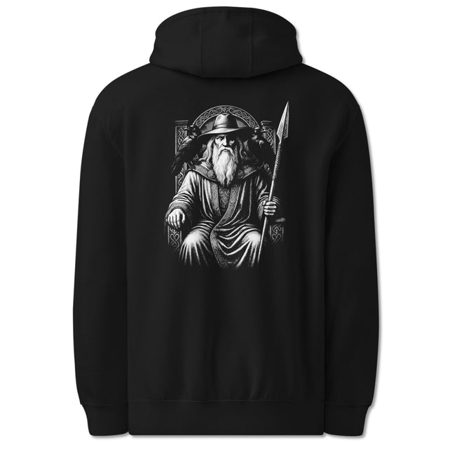 Odin God w/ Ravens & Spear Norse Viking Mythology Back Print Hoodie Pullover
