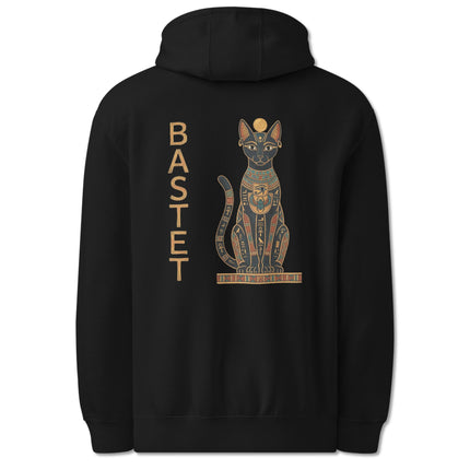 Bastet Egyptian Cat Goddess back print hoodie featuring ancient Egypt mythology design.