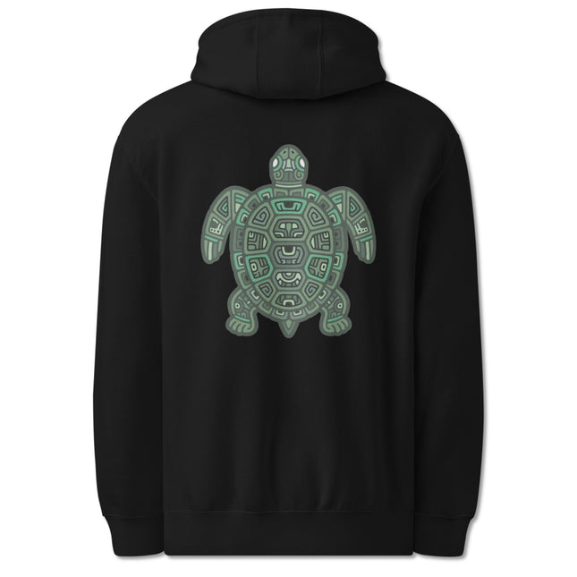 Geometric Tribal Sea Turtle Back Print Hoodie | Turtle Art Pullover Hoodie