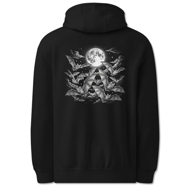 Gothic Flying Bats Moon Back Print Hoodie | Night Sky Graphic Pullover Fleece