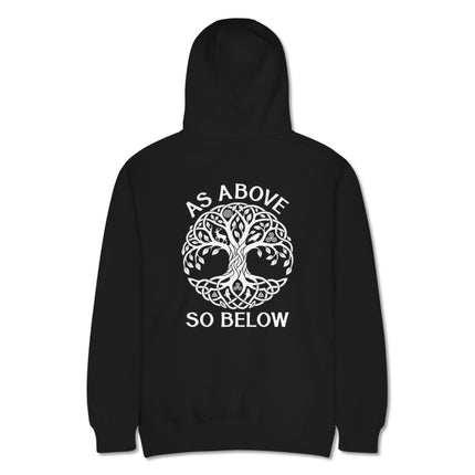 As Above So Below Tree of Life Celtic Knot back print graphic pullover hoodie.