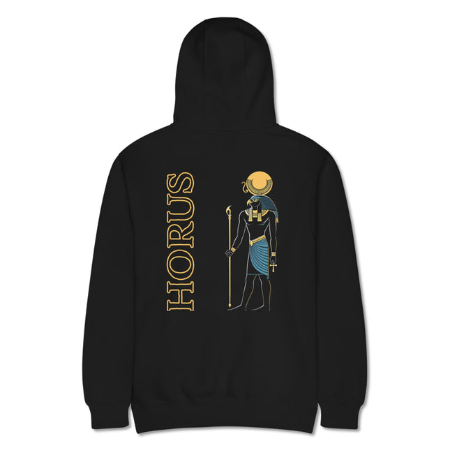 Horus Egyptian God Back Print Hoodie | Falcon Sun Mythology Pullover Hoodie