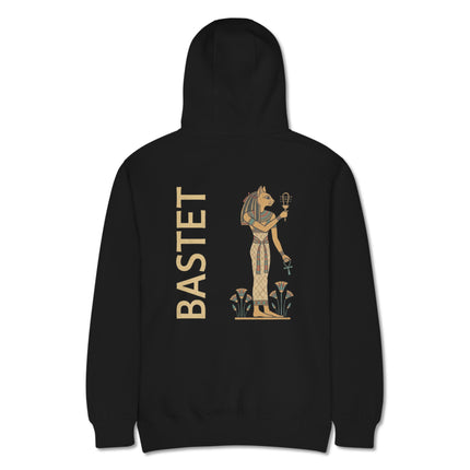 Bastet Egyptian Cat Goddess back print pullover hoodie featuring ancient mythology art.