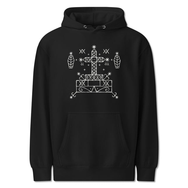 Baron Samedi Veve Hoodie | Voodoo Mystic Cross Art Pullover