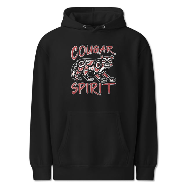 Cougar Spirit Indigenous Art Hoodie | Mountain Lion Graphic Pullover Fleece