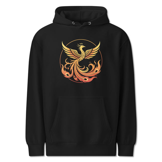 Phoenix Rising From Flames Hoodie | Fiery Mythology Graphic Unisex Pullover V1