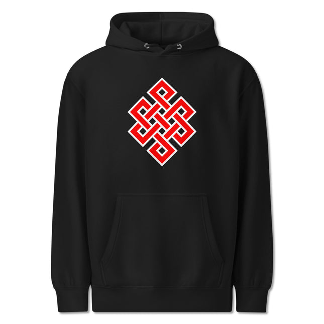 Endless Knot Hoodie | Buddhist Symbol Red Graphic Unisex Pullover Fleece