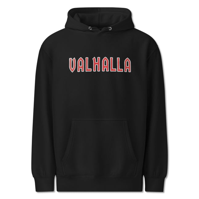 Valhalla Norse Mythology Hoodie | Viking Text Graphic Print Pullover Fleece