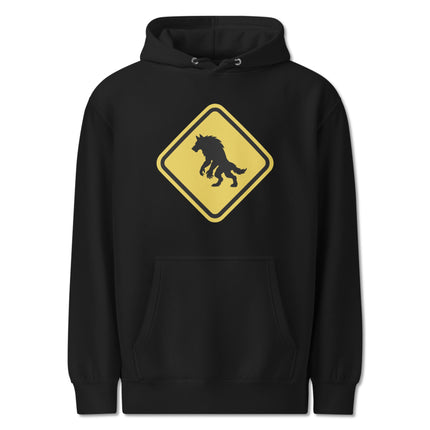 Werewolf Crossing Sign Hoodie | Monster Warning Unisex Pullover Hoodie