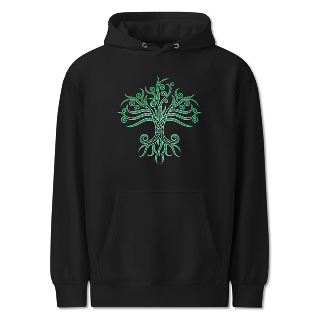 Celtic Tree of Life Hoodie | Green Graphic World Tree Unisex Pullover Fleece