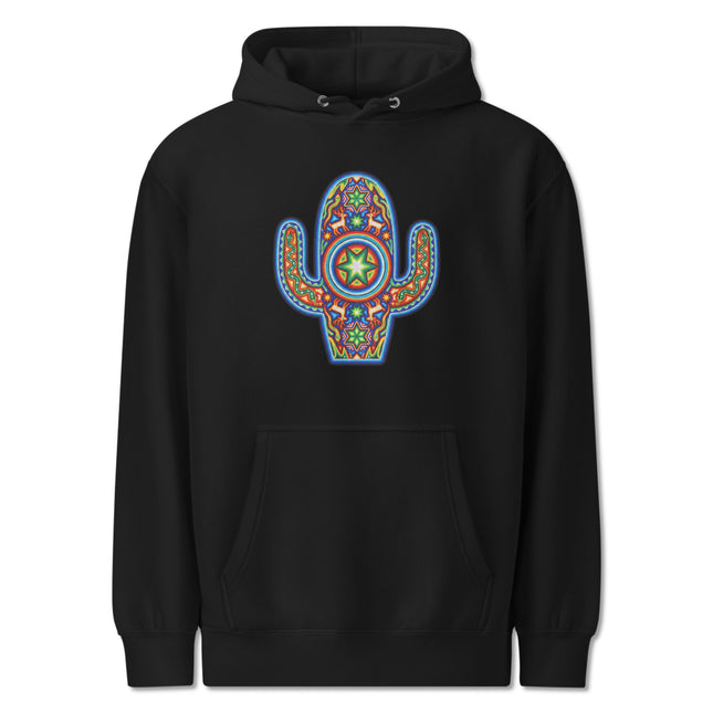 Huichol Cactus Hoodie | Vibrant Mexican Indigenous Art Pullover Hoodie