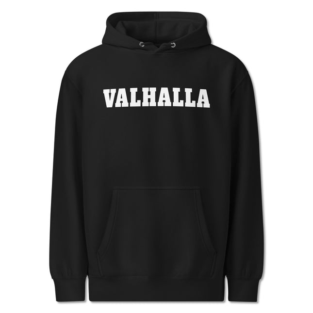 Norse Valhalla Pullover Hoodie | Unisex Bold Text Pullover Sweatshirt Design