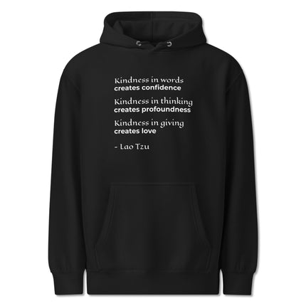 Lao Tzu kindness quote hoodie featuring an inspirational message of love and profound wisdom.
