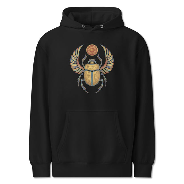 Khepri Scarab Egyptian Mythology Hoodie | Sun God Graphic Pullover Fleece