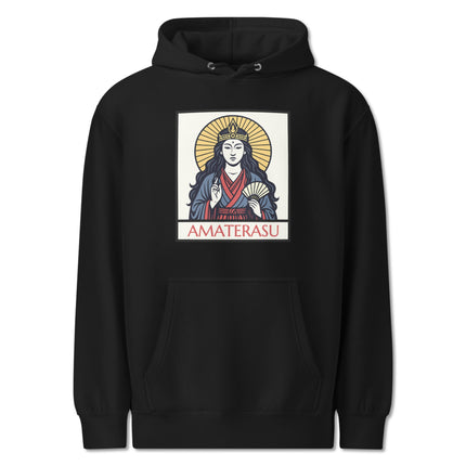 Amaterasu Japanese Sun Goddess shinto mythology print on a unisex pullover hoodie.