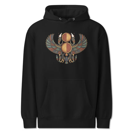 Ancient Egyptian winged sun disk symbol graphic printed on unisex pullover hoodie.