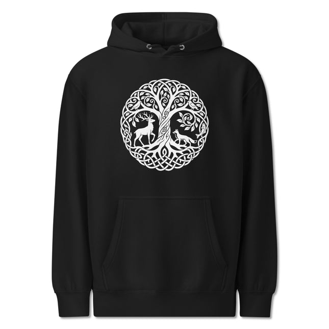 Celtic Tree of Life Hoodie with Stag & Fox | Nature Symbol Pullover Hoodie