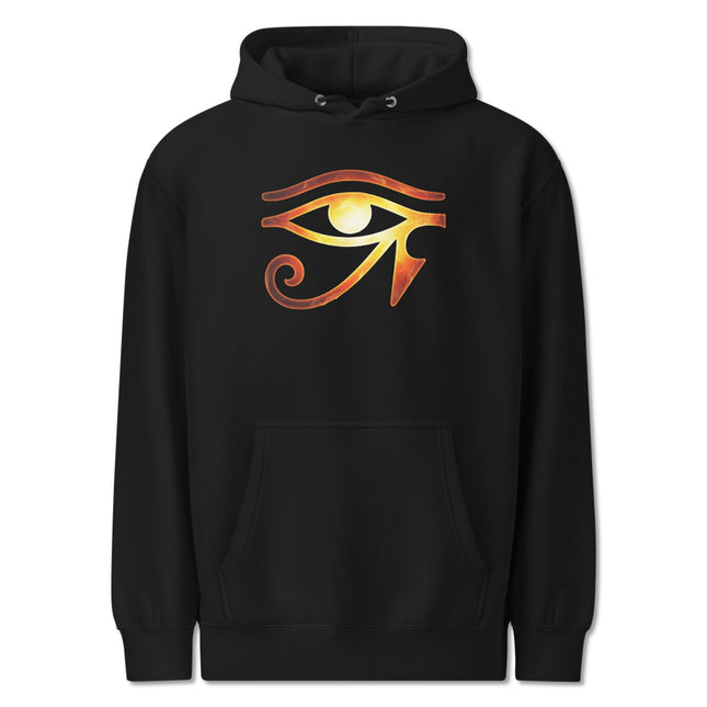 Eye of Ra Fiery Hoodie | Ancient Egyptian Sun God Graphic Pullover Fleece