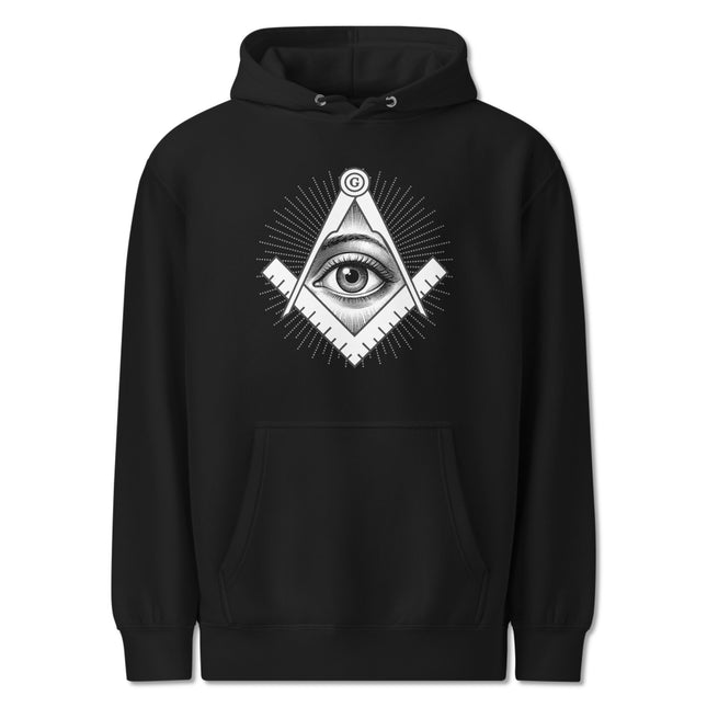 All-Seeing Eye Square and Compass Hoodie | Esoteric Symbolism Pullover