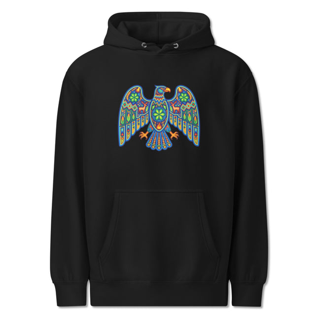 Huichol Eagle Hoodie | Colorful Indigenous Mexican Art Pullover Hoodie