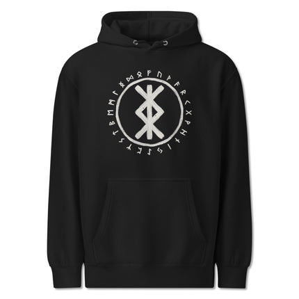 Norse rune hoodie featuring Viking Futhark protection and binding designs.