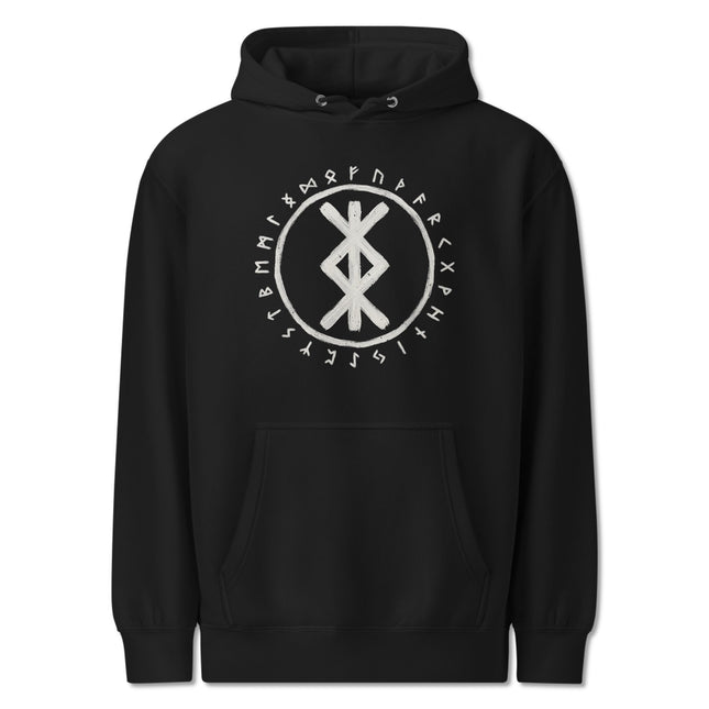 Norse Protection Bind Rune Hoodie | Viking Futhark Runes Pullover Hoodie