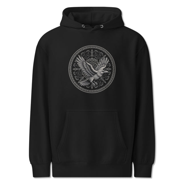 Norse Flying Raven Hoodie | Viking Graphic Print Unisex Pullover Sweatshirt