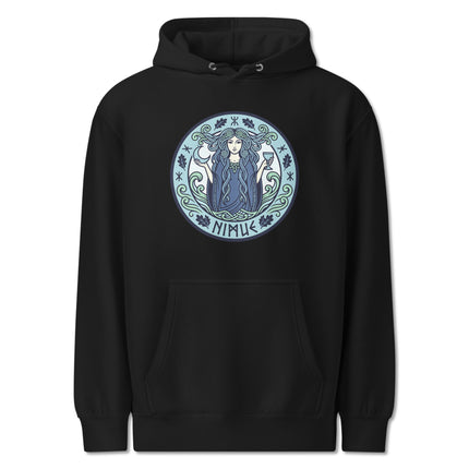 Nimue Lady of the Lake water spirit art on an Arthurian legend pullover hoodie.