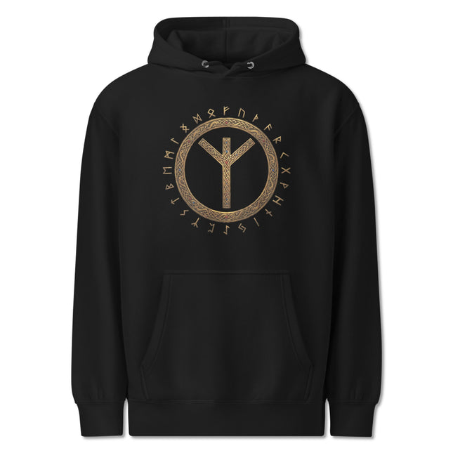 Viking Algiz Rune Circle Hoodie | Elder Futhark Norse Protection Pullover Hoodie