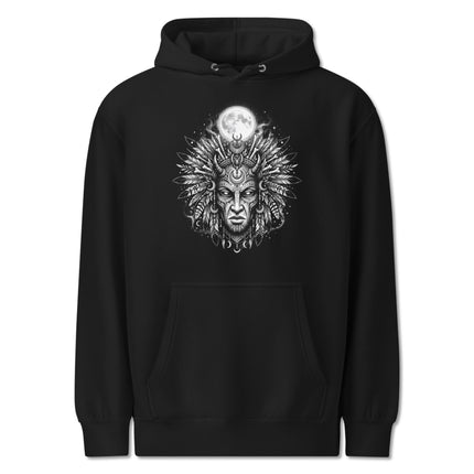 Tribal Moon Mask Hoodie | Celestial Moon Design Pullover