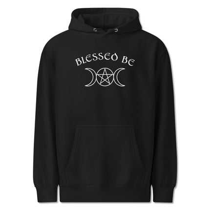 Sweat à capuche unisexe wiccan triple lune pentagramme | Blessed Be