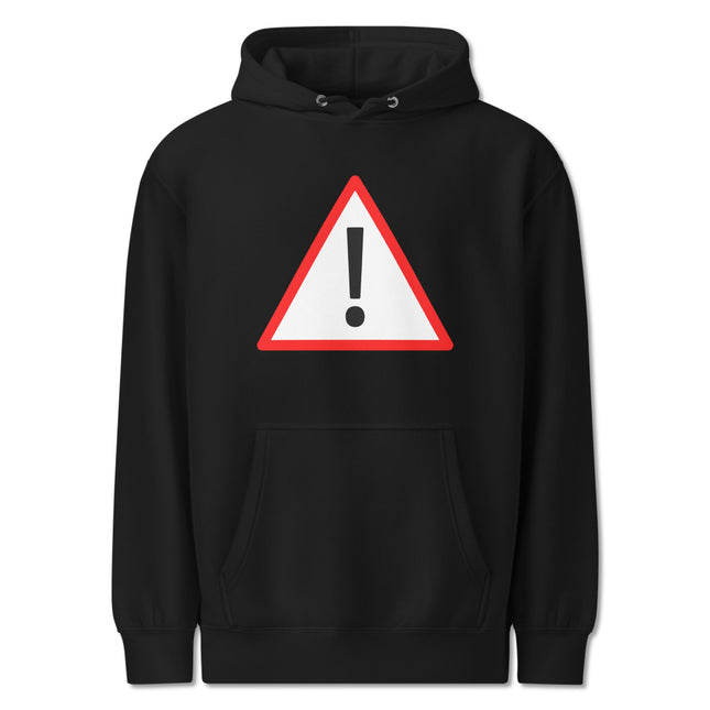 Exclamation Mark Warning Sign Hoodie | Red Triangle Hazard Pullover Hoodie