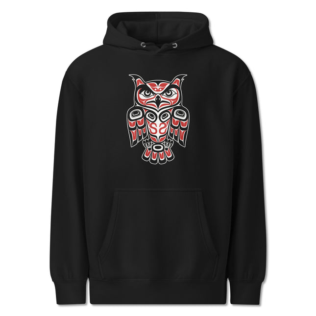 Northwest Coast Owl Hoodie | Indigenous Formline Art Graphic Pullover Fleece