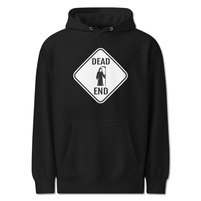 Dead End Grim Reaper Sign Hoodie | Death Scythe Graphic Unisex Pullover Hoodie