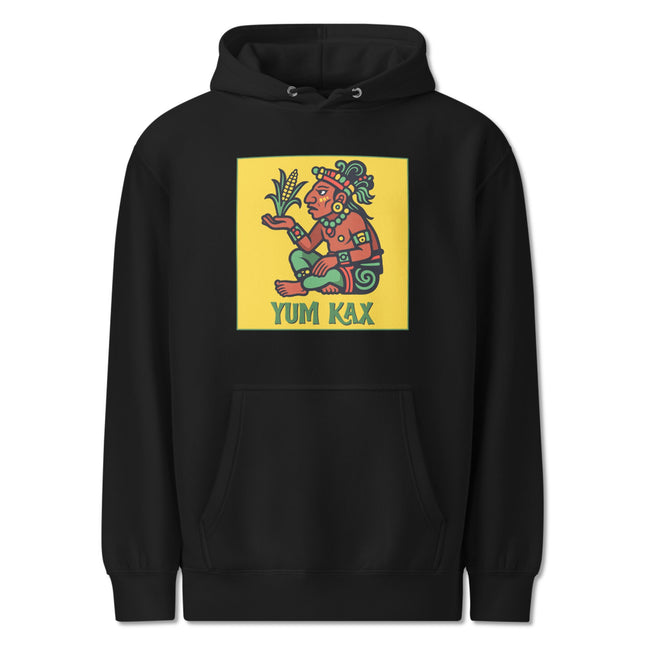 YUM KAX Mayan Corn God Hoodie | Mesoamerican Art Unisex Pullover Fleece
