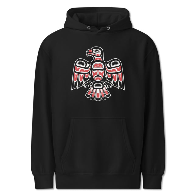 Indigenous Hawk Art Hoodie | Northwest Coast Tribal Symbol Pullover Fleece