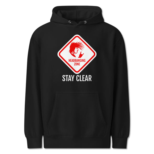 Headbanging Zone Stay Clear Hoodie | Metal Rock Music Graphic Pullover Fleece