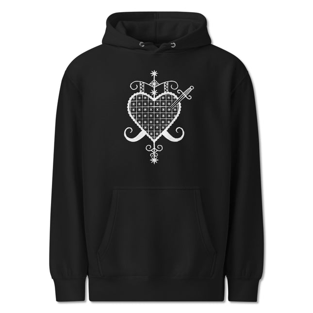 Erzulie Dantor Veve Gothic Voodoo Hoodie | Celestial Heart Sacred Geometry