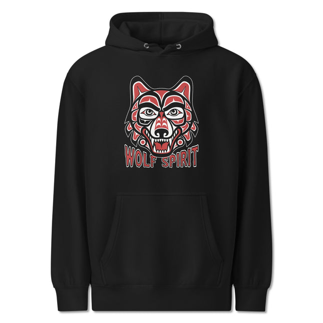 Wolf Spirit Haida Art Hoodie | Pacific Northwest Tribal Design Pullover Hoodie