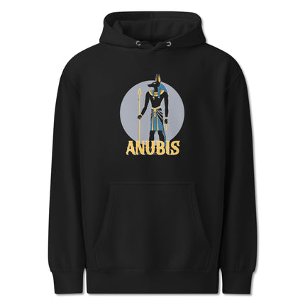 Anubis Egyptian mythology graphic pullover hoodie featuring the ancient god of death and afterlife.