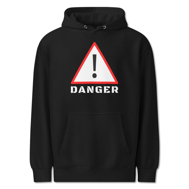 DANGER Warning Sign Hoodie | Exclamation Mark Graphic Print Pullover Fleece