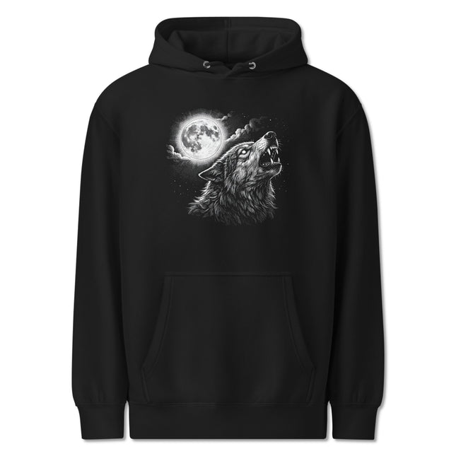 Howling Wolf Full Moon Hoodie | Night Sky Wildlife Graphic Pullover Hoodie