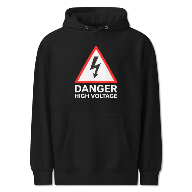 Danger High Voltage Warning Sign Hoodie | Electrical Safety Graphic Pullover
