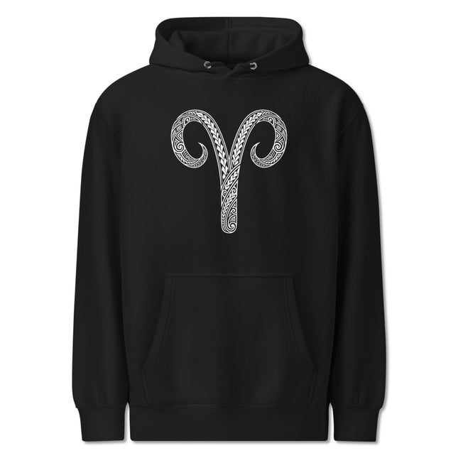 Aries Zodiac Tribal Hoodie | Polynesian Astrology Symbol Pullover Hoodie