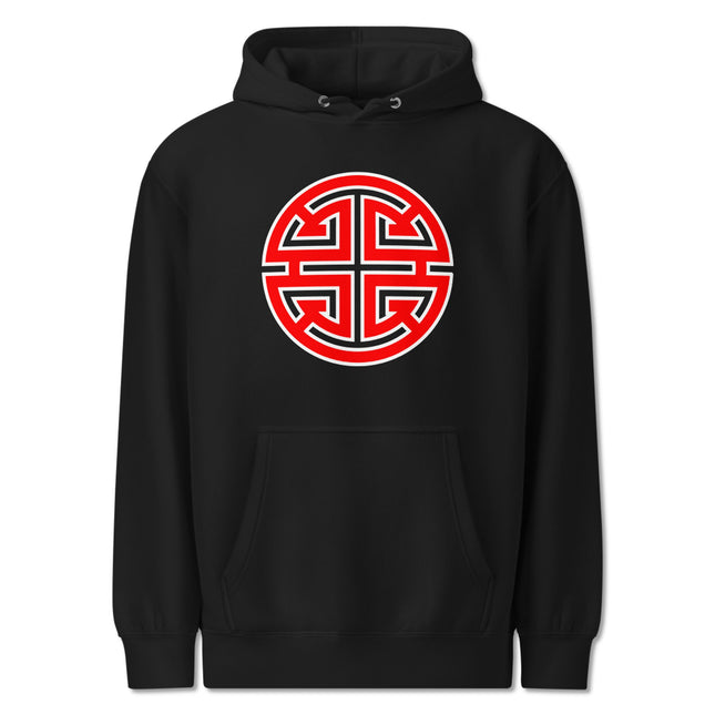 Hoodie with Chinese Red Lu Prosperity Symbol Graphic Print Pullover Fleece